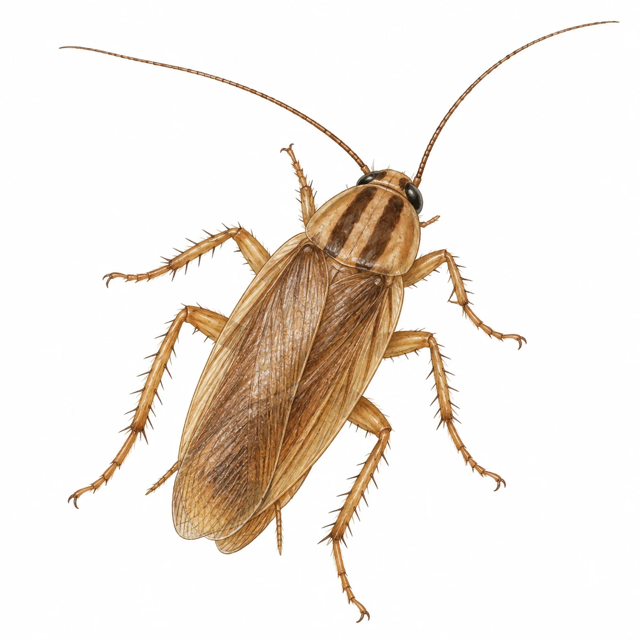Cockroach: scientific editorial illustration; natural anatomical study