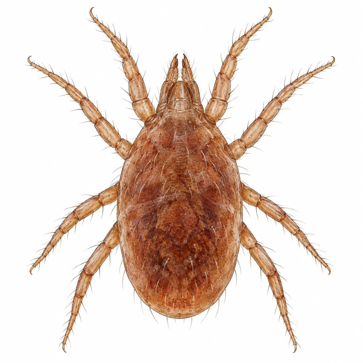Poultry red mite: scientific editorial illustration; natural anatomical study