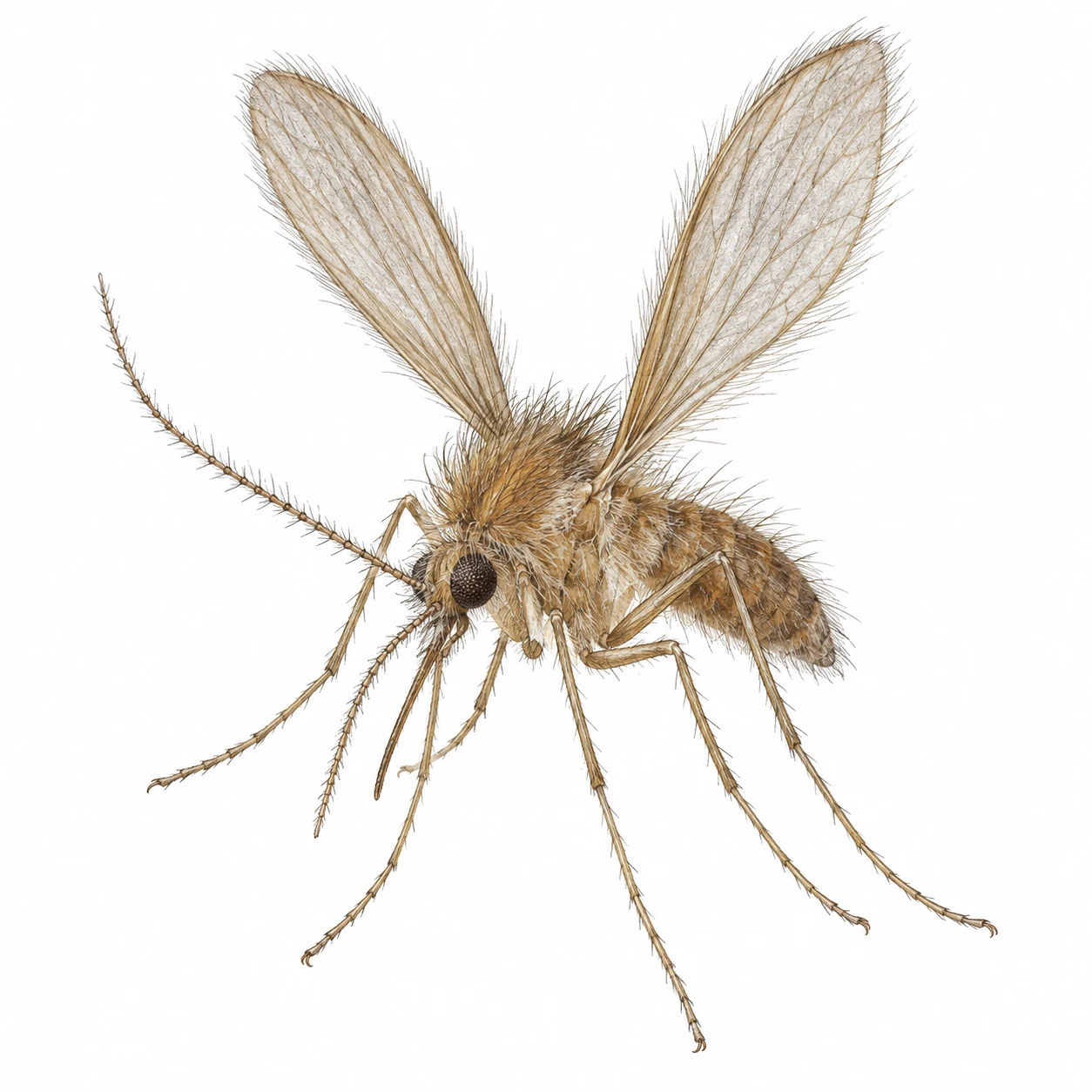 Sand fly: scientific editorial illustration; natural anatomical study